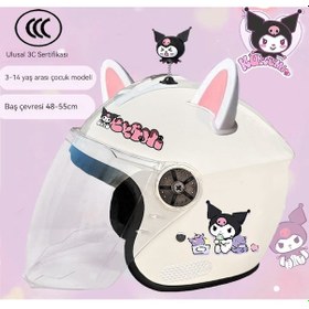 Resim Eternal Luck Sevimli ve Sıcak Çocuk Elektrikli Otomobil Kaskı Çift Beyaz 