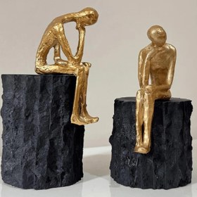 Resim Thinker Human Sculpture Set of 2, Abstract Human Sculpture, Minimalist Human Figure Art, Modern Art Sculpture, Thinker Man Decor, Thinker Man Sculpture, Thinker Man Statue - Object-20 