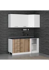 Resim Minar 165cm Köşe Mutfak Dolabı - Beyaz/dore K165-d2 