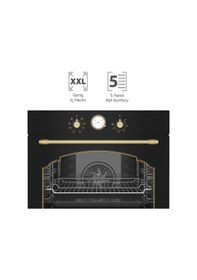 Resim Simfer 7349 8 Fonksiyon Retro Ankastre Fırın Siyah Cam Multi Turbo 