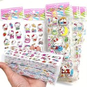 Resim 12 adet Sanrio Hello Kitty 3D Kabarcık Çıkartma Seti, PVC Karikatür Çıkartmalar, Sevimli Ödül Kabarcıkları Kırtasiye, Scrapbooking ve Dekorasyon için Uygun, Sanrio 