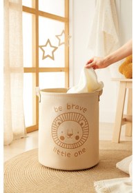 Resim Ocean Home Textile Çocuk Odası Sevimli Aslan Jüt Keten Kumaş Oyuncak Sepeti 33 x 40 cm 