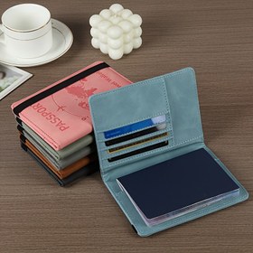 Resim Elegant Siyah Suni Deri Pasaport Kılıfı Elastik Bantlı - RFID Engelleme, Erkekler için Taşınabilir Seyahat Cüzdanı 