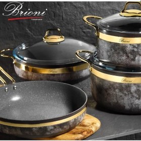 Resim Brioni Royal Stone 7 Parça Tencere Seti Altın 