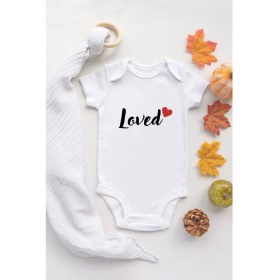 Resim Tuğba Baby Tuğba Baby Beyaz Bebek Loved Baskılı Çıtçıtlı Body 