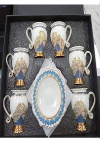 Resim 12 Parça 6 Kişilik Kahvesi Fincan Porselen Geometrik Lüks 2024 