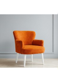 Resim Waterybrook Modern Welsoft Berjer Koltuk Demonte Beyaz Ahşap Ayak 12 Renk Seçeneği Turuncu 