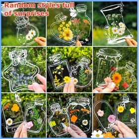 Resim 100 adet Vazo İşaretçi Seti, Yaratıcı El Yapımı Koleksiyon Şeffaf Yaprak İşaretçi Örnek Plastik Damgalar, Kabartma Malzeme Ambalajı, Hediye için En İyi Seçim 