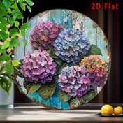 Resim 1 adet 20.32x20.32 cm 2D Düz Alüminyum Levha, Vintage Hortensia Tasarımı, Pirinç Boyalı, Duvar Asma Montajı ile, İç/Dış Mekan Kullanımı, Çok Amaçlı Kullanım, Ev, Restoran, Kafe, Garaj Dekorasyonu 