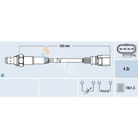 Resim FAE 77438 LAMBDA SENSÖRÜ VW ÜNİVERSAL ARKA 4 FİŞLİ 52 cm 