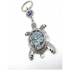 Resim Turkuaz Metal Kaplumbağa Nazar Boncuğu Anahtarlık Hediyelik Akses 