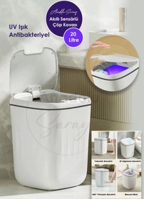 Resim Toptan Bulurum 20L UV Işık Akıllı Koku Geçirmez Teknolojik Sensörlü Çöp Kovası Ofis Banyo Mutfak 