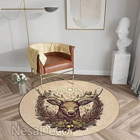 Resim Geyik Desenli HD Dijital Baskı Noel Dekorasyonları İçin Süslemeleri Yeni Yıl Halısı, Yeni Yıl, Yılbaşı Dekoru (100 x 200 cm) 