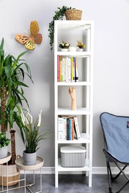 Resim Bayev 6 Katlı Beyaz Kitaplık Plastik Raf Ünitesi Çiçeklik Dosyalık - Ofis Düzenleyici Dekoratif Dosya Rafı 