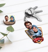 Resim Bk Gift Kişiye Özel Isimli Sevgililer Karikatürlü Ahşap Anahtarlık-59 