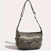 Resim Kadınların Tatlı Bale Tarzı Omuz Çantası ile Bowknot - Kanvas Çapraz Vücut Tote için, İşe Giderken ve Günlük Giyim için, Yeşil, Fermuar Kapatma, Polyester Astarlı, Dikişli Tasarım 