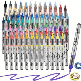Resim 12 Renkli Akrilik Marker Seti, Fırça Uçlu Cam Seramik Tuval Taş Boyama için DIY Sanat Malzemeleri, El İşi ve Resim Çizimleri İçin Mükemmel 