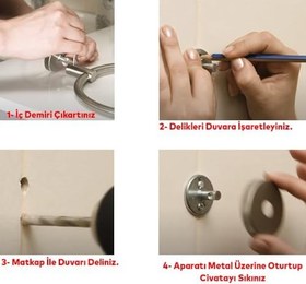 Resim Badem10 Siyah Renk Metal Sağlam Banyo Lavabo 2'li Askılık Aparat Bornoz Havlu Asma Askı Vidalı 