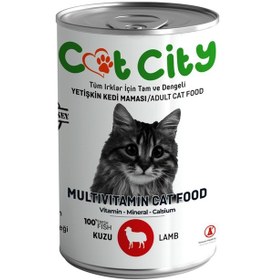 Resim Cat City Az Tahıllı Kuzu Etli Yetişkin Kedi Konserve Mama 400 G 