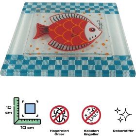 Resim Hellove Cam Banyo Gider Kapak Süsü 2 Adet Cam Gider Kapağı 10X10 cm Balık 