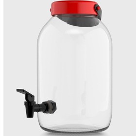 Resim Renga Macro 5000 Ml Kırmızı Kapaklı Musluklu Cam Kavanoz 131002 Kırmızı 