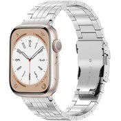 Resim iOs Watch Uyumlu Se İçin 40mm Zırh 5 Boncuklu Titanyum Saat Bandı Gümüş 