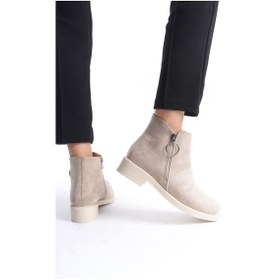 Resim Margaret Fermuarlı Ortopedik Taban Topuklu Süet Kadın Bot Stt - Ten Çok Renkli 