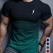 Resim Erkek Yaz Grafik T-Shirt - 3D HD Baskı, Rahat Kısa Kollu, Yuvarlak Yaka, Moda Yeşil ve Siyah Harf Tasarımı, Rahat Karışım, Rahat Kıyafet için Mükemmel 