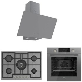 Resim Ferre Flowart QMS63CPR - ED038 - D079 Gri Cam Ankastre Set 