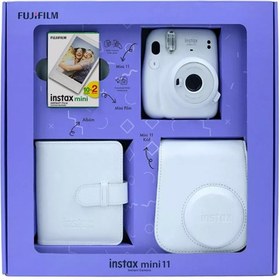 Resim Instax Mini 11 Fotoğraf Makinesi-Çanta-Kare Albüm-20'li Film ve Özel Kutulu Set Beyaz 