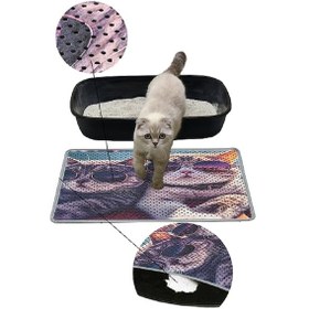 Resim Kar Mat Kedi Tuvaleti Paspası Delikli Kedi Kumu Paspası Gözlüklü 