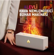Resim ROBEVE Şömine Aroma Difüzör ve Hava Nemlendirici – RGB Alev Efektli Ultrasonik Buhar Makinesi, Aromaterapi 