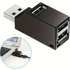 Resim 3 Portlu Yüksek Hızlı USB 3.0 Hub Adaptörü, Dizüstü Bilgisayarlar & PC'ler için Mini Splitter Genişletici - U Disk Kart Okuyucu Dahil 