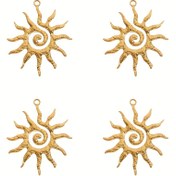 Resim 1 Set of 4 Paslanmaz Çelik Hollow Spiral Sunflower Shaped Pendants, Kolye Bileklik DIY Yapım Aksesuarları için Uygun 