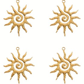 Resim 1 Set of 4 Paslanmaz Çelik Hollow Spiral Sunflower Shaped Pendants, Kolye Bileklik DIY Yapım Aksesuarları için Uygun 