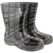 Resim fafatara Unisex Gri Renkli Ekoseli Iş Bahçe Yağmur Çizmesi 