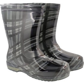 Resim fafatara Unisex Gri Renkli Ekoseli Iş Bahçe Yağmur Çizmesi 