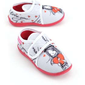 Resim Gezer Kışlık Kız Çocuk Cırt Cırtlı Ayarlanabilir Rahat Taban Panduf Ev Kreş Ayakkabı 