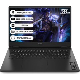 Resim Hp Omen C2EZ2EA Amd Ryzen Aı 7 350 32GB 1tb SSD RTX5060-8GB Freedos 17.3" Fhd 144Hz Taşınabilir Bilgisayar 