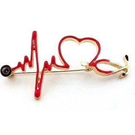 Resim Solfera Kalp Atışı Nabız Stetoskop Doktor Tıp Metal Broş Rozet Pin Rz050 