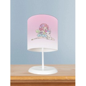 Resim Mekta Home Bebek ve Çocuk Odası Prenses Kız ve Tatlı Kedi Desenli Abajur 