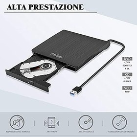 Resim Harici DVD CD Yazıcı CD DVD Sürücü USB 3.0 DVD-R CD-RW Taşınabilir Kart Okuyucu Ultra İnce Harici Disk w/Mac/OS/XP/Win10/Win7/Win8 (Siyah) 