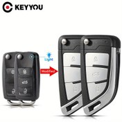 Resim KEYYOU 2/3 Düğmeli Katlanır Uzaktan Anahtar Kılıfı VW Golf, Tiguan, Polo, Passat B5, Jetta, Skoda, Seat için Uyumlu - Plastik Araba Anahtarı Değişim Yuvası 