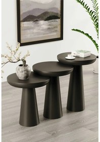 Resim Wood Ahşap Siyah Renk Konik Model 3 Lü Set Mantar Yan Sehpa Fiskos Çiçeklik Decorative Siyah 