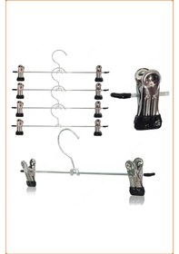 Resim Mandallı Metal Pantolon & Etek Askısı Gümüş 20 Adet Krom 