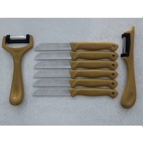 Resim Solingen 6'lı Meyve-sebze-doğrama Bıçağı Ve 2'li Soyacak 8'li Set Hardal Sarı Metal 