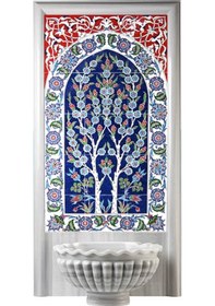 Resim Armada Çini 60X100 CM Ed 620 Çift Hayat Ağacı El Dekoru Çini Pano 