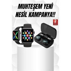 Resim MK Beykoz Kaliteli Akıllı Saat ve Kaliteli Bluetooth Kulaklık Anc Özelliği Uzun Pil Ömrü 