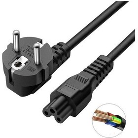 Resim Laptop Adaptör Güç Kablosu 1.2 Mt Yonca Başlık Power Kablo Notebook Şarj Adaptörü İçin Siyah 