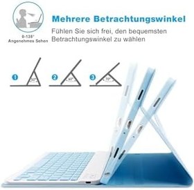 Resim M.TK moveteck Samsung Galaxy Tab A9 8.7 İnç Uyumlu Bluetooth Özellik Standlı Kalem Bölmeli Klavyeli Kılıf SM-X110, pembe, Tek Ebat, keyboard-a98.7-pembe 